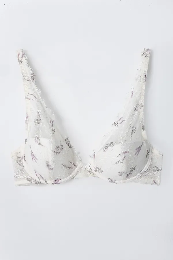 Бюстгальтер женский MARK FORMELLE, лавандовые веточки на молочном - фото 2