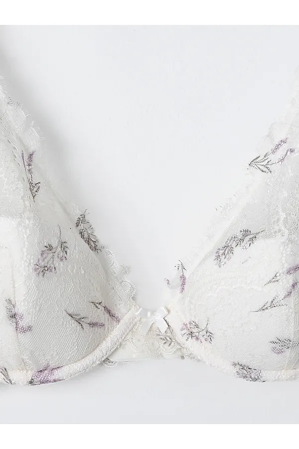 Бюстгальтер женский MARK FORMELLE, лавандовые веточки на молочном - фото 2