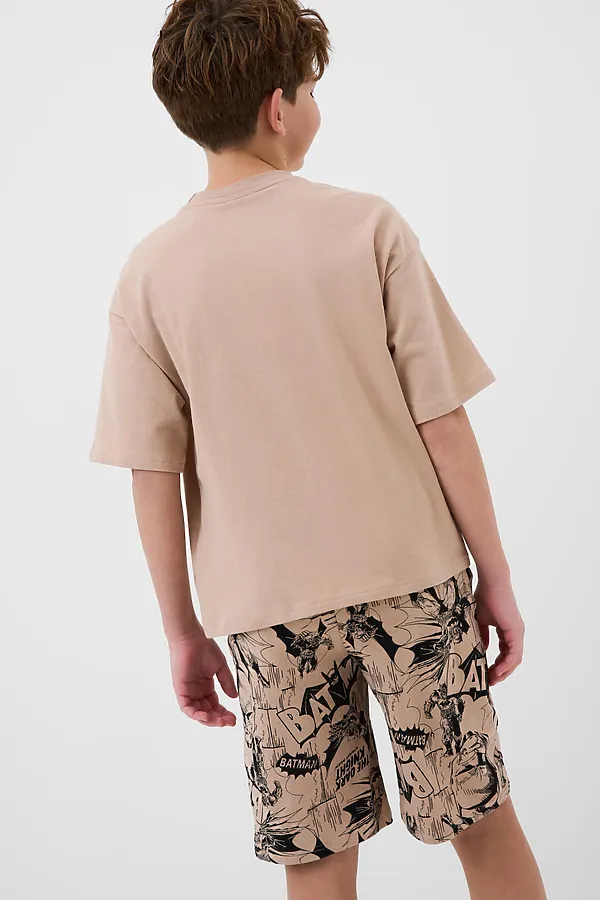 Комплект трикотажный для мальчиков: фуфайка (футболка), шорты PLAYTODAY, бежевый,черный - фото 2