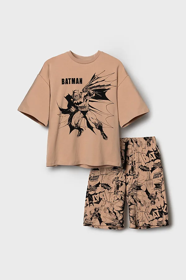 Комплект трикотажный для мальчиков: фуфайка (футболка), шорты PLAYTODAY, бежевый,черный - фото 2