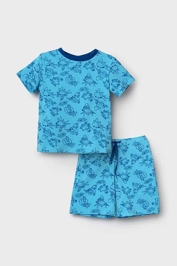 Пижама текстильная для мальчиков PLAYTODAY, тёмно-синий,голубой - фото 2