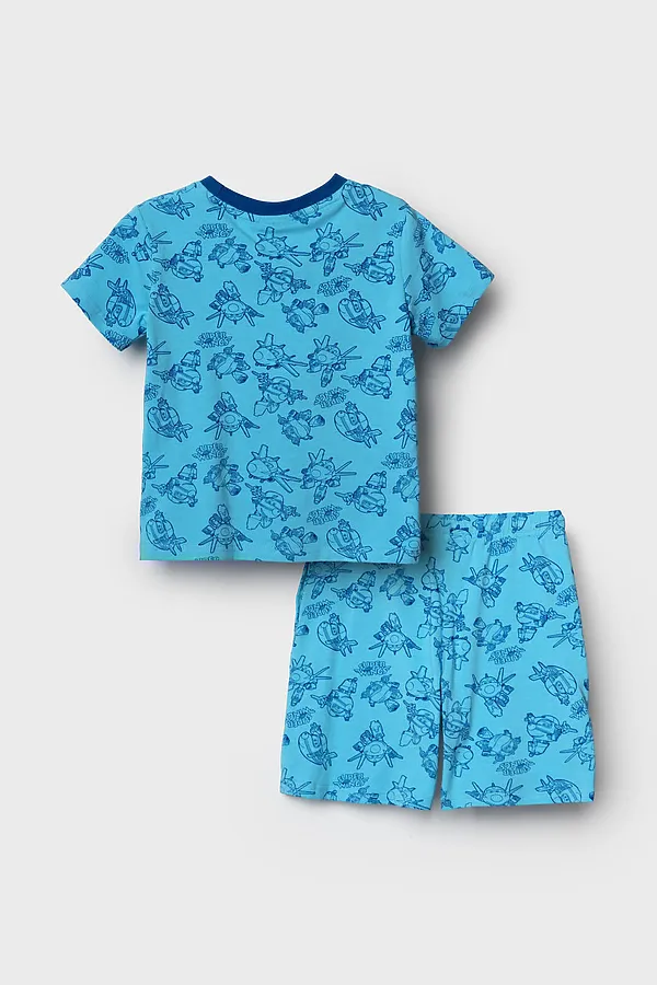 Пижама текстильная для мальчиков PLAYTODAY, тёмно-синий,голубой - фото 2