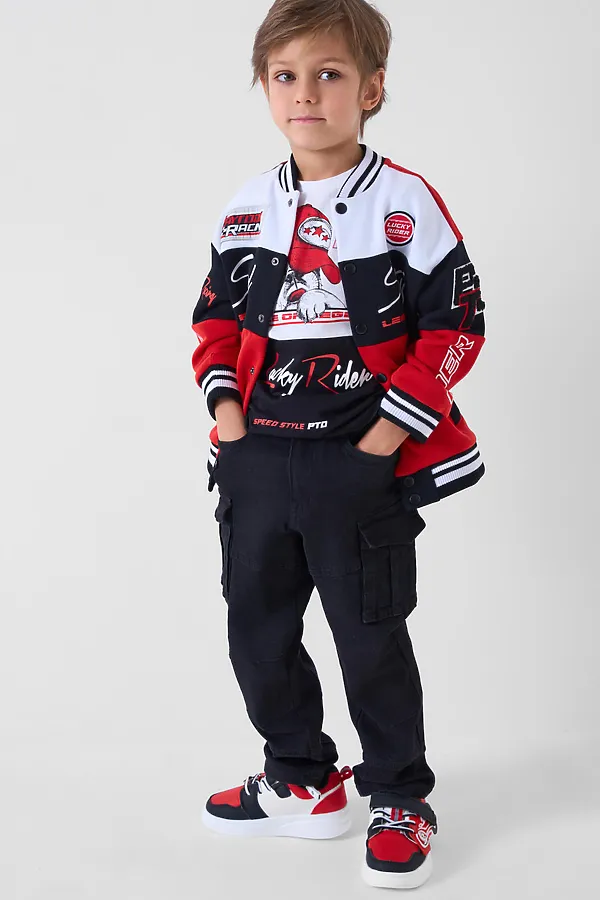 Брюки текстильные джинсовые для мальчиков PLAYTODAY, черный - фото 2