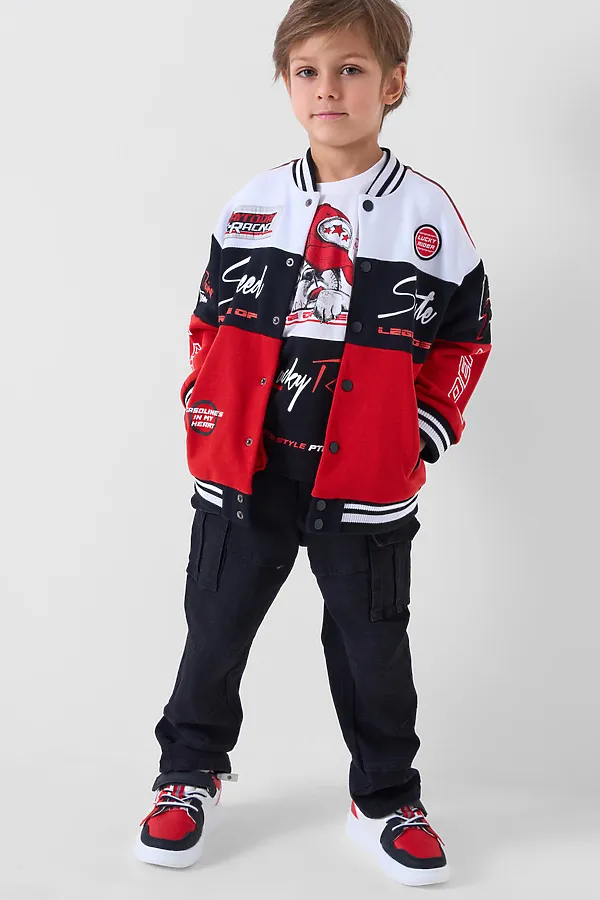 Брюки текстильные джинсовые для мальчиков PLAYTODAY, черный - фото 2