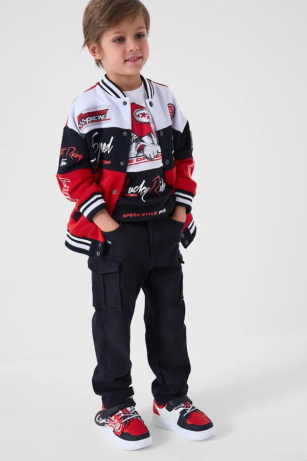 Брюки текстильные джинсовые для мальчиков PLAYTODAY, черный - фото 2