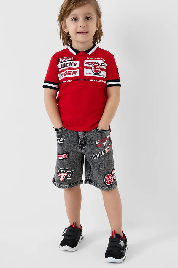 Шорты текстильные джинсовые для мальчиков PLAYTODAY, черный - фото 2