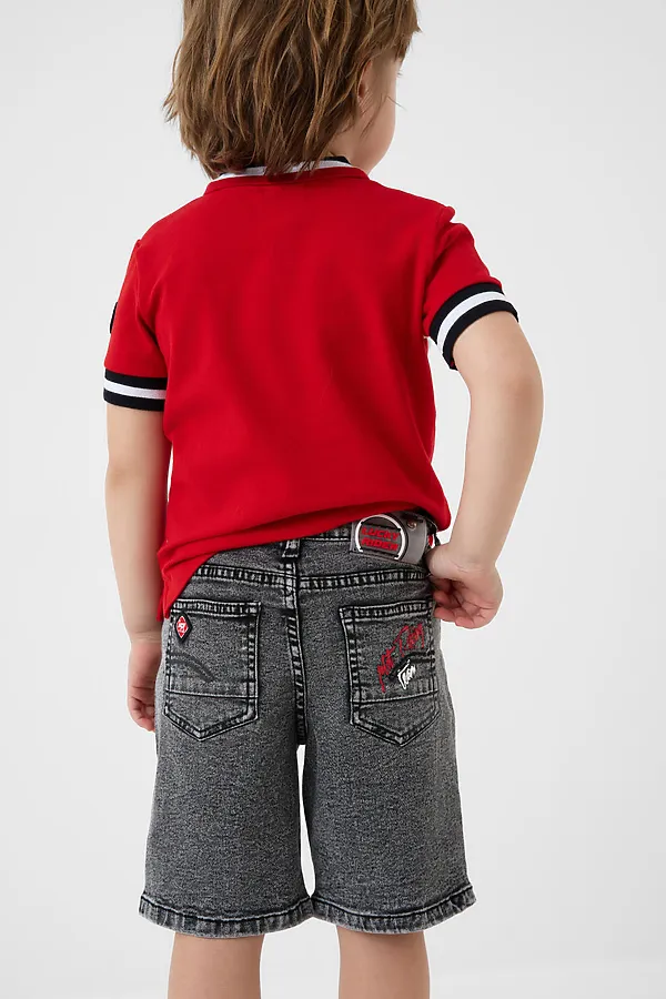 Шорты текстильные джинсовые для мальчиков PLAYTODAY, черный - фото 2