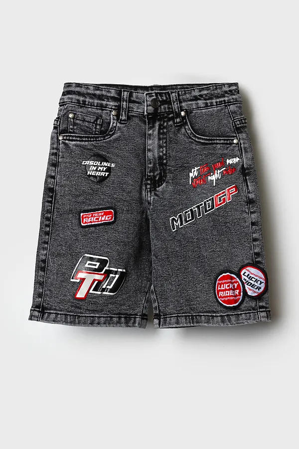 Шорты текстильные джинсовые для мальчиков PLAYTODAY, черный - фото 2