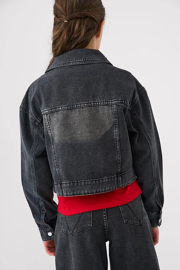 Куртка текстильная джинсовая для девочек PLAYTODAY, черный - фото 2