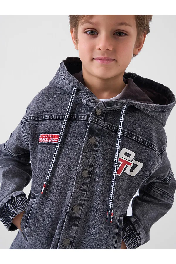 Куртка текстильная джинсовая для мальчиков PLAYTODAY, черный - фото 2