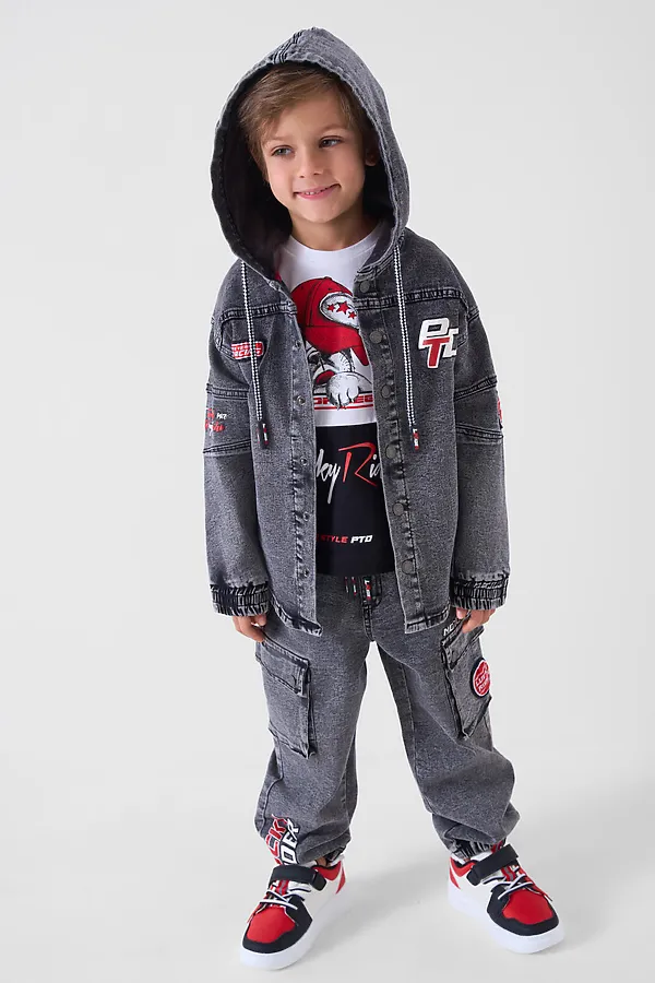 Куртка текстильная джинсовая для мальчиков PLAYTODAY, черный - фото 2