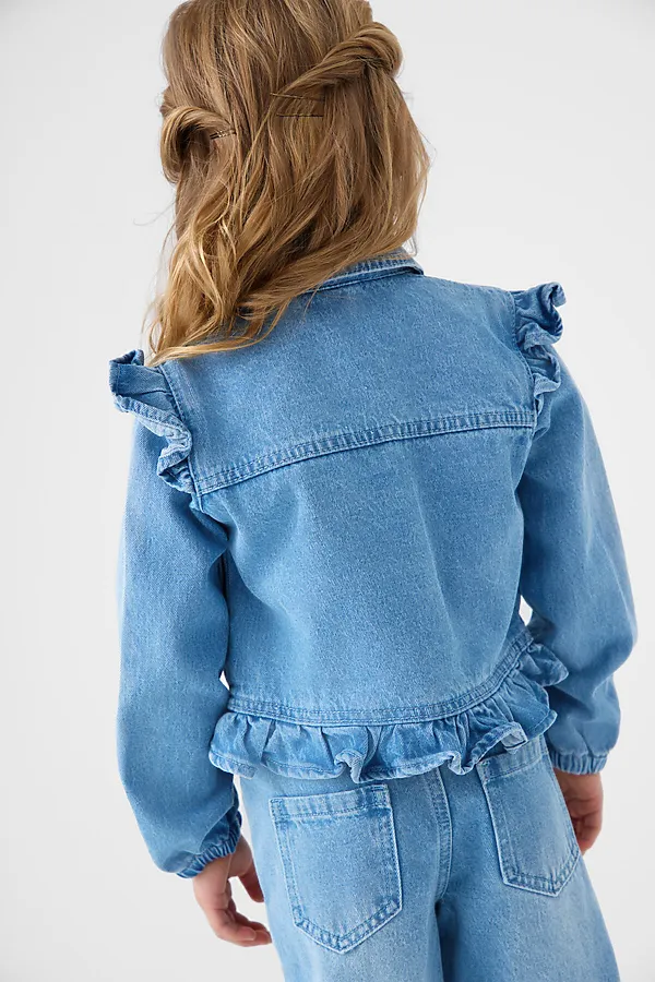 Куртка текстильная джинсовая для девочек PLAYTODAY, синий - фото 2