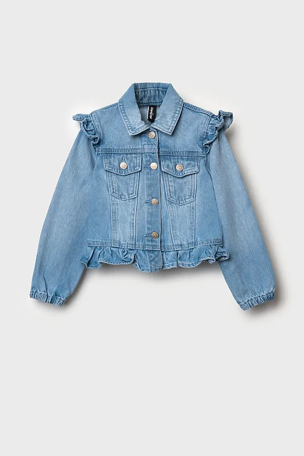 Куртка текстильная джинсовая для девочек PLAYTODAY, синий - фото 2
