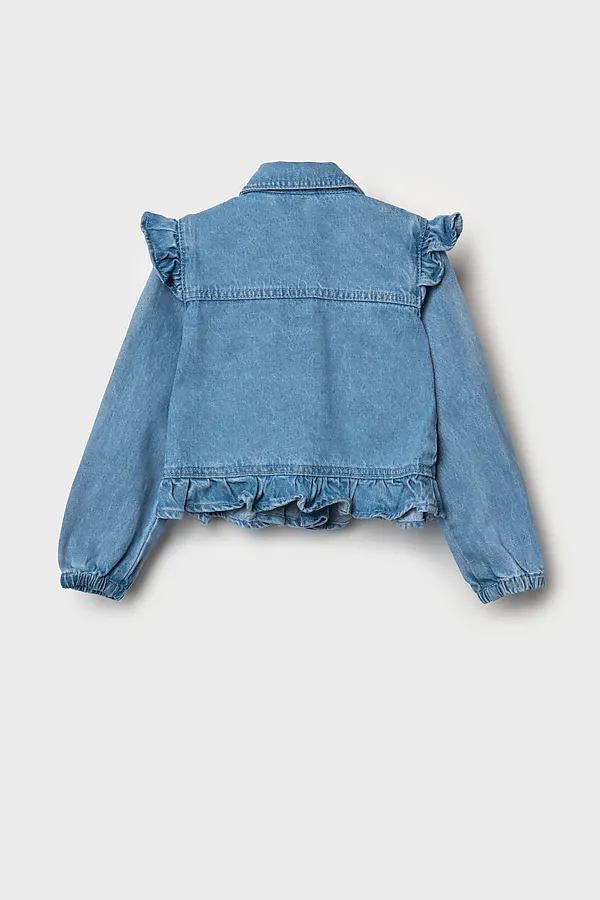 Куртка текстильная джинсовая для девочек PLAYTODAY, синий - фото 2