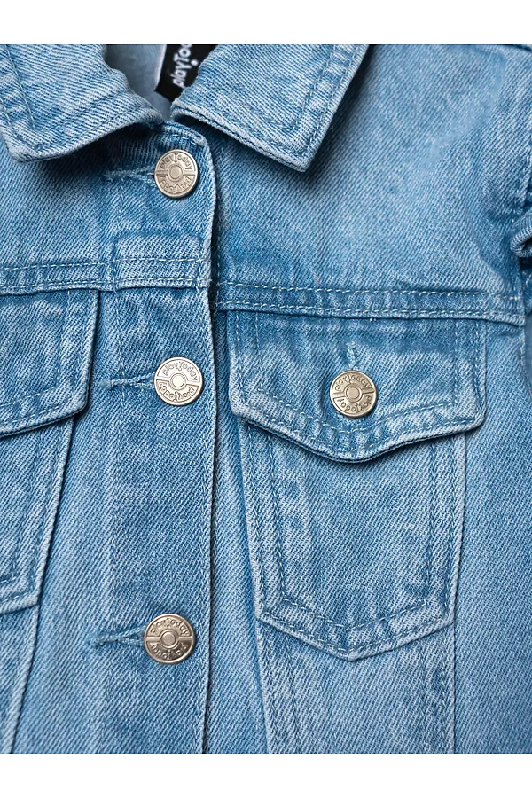Куртка текстильная джинсовая для девочек PLAYTODAY, синий - фото 2
