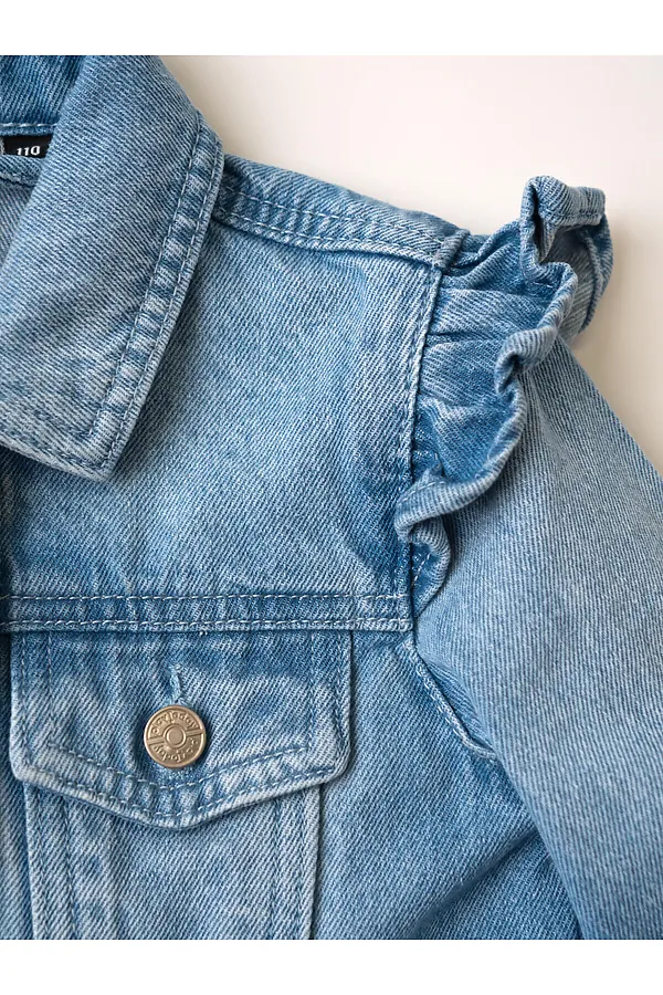 Куртка текстильная джинсовая для девочек PLAYTODAY, синий - фото 2