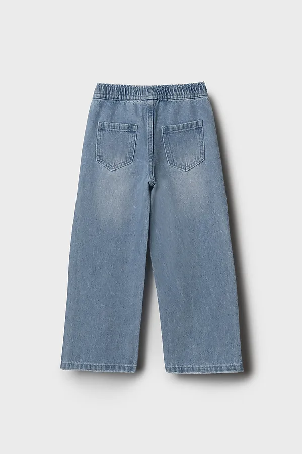 Брюки текстильные джинсовые для девочек PLAYTODAY, синий - фото 2