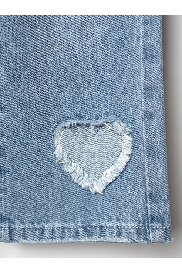 Брюки текстильные джинсовые для девочек PLAYTODAY, синий - фото 2