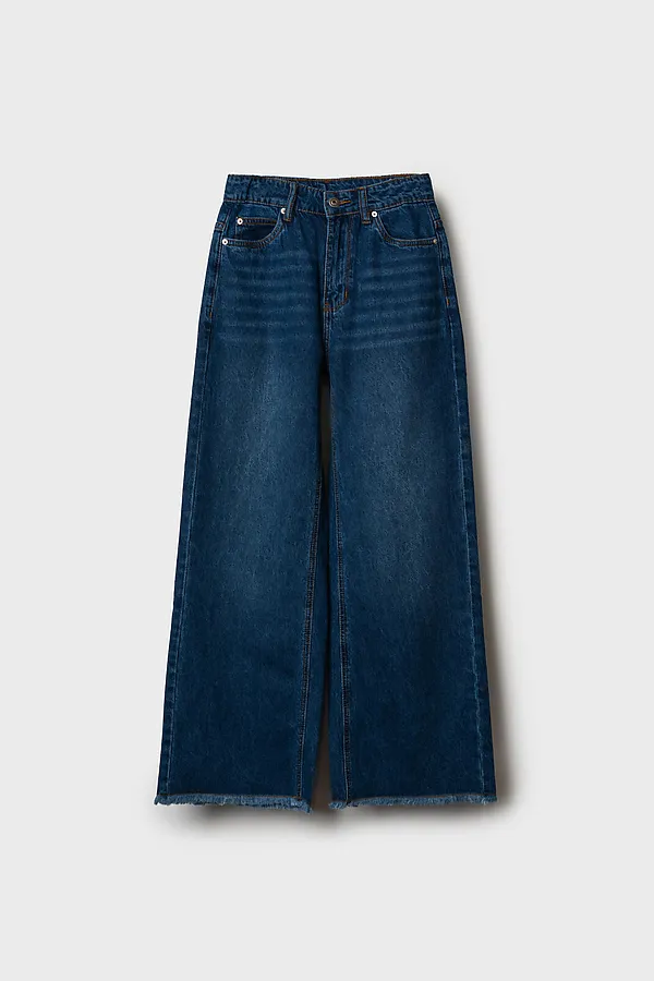 Брюки текстильные джинсовые для девочек PLAYTODAY, синий - фото 2