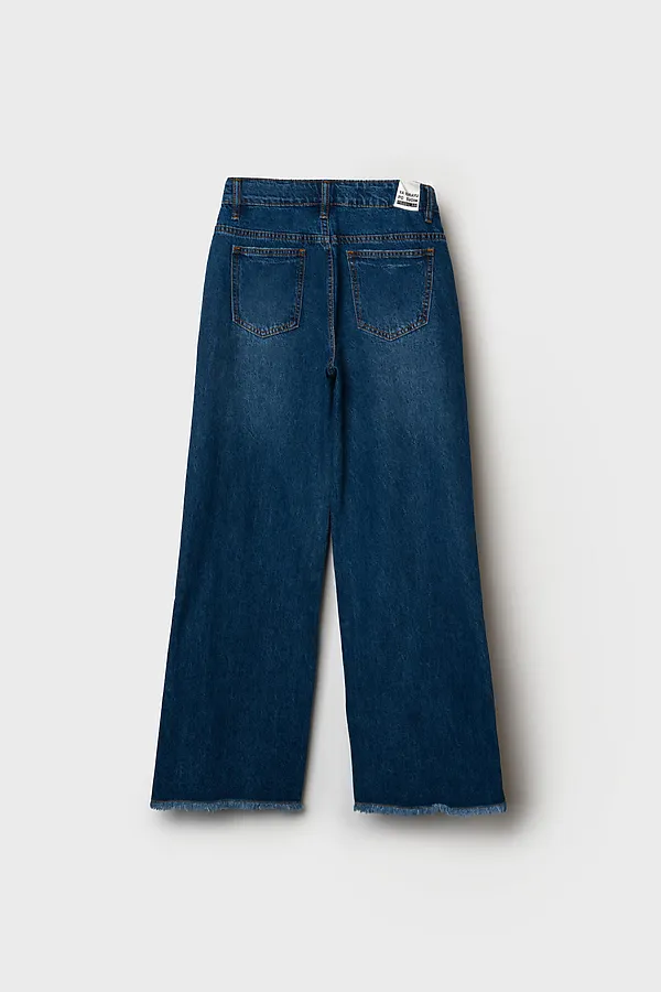 Брюки текстильные джинсовые для девочек PLAYTODAY, синий - фото 2