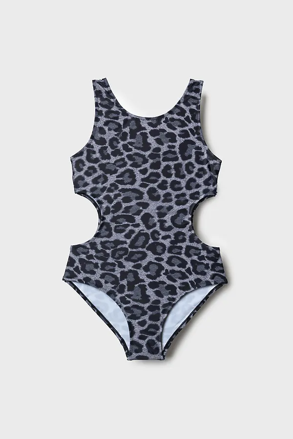Купальник трикотажный для девочек PLAYTODAY, черный,серый - фото 2
