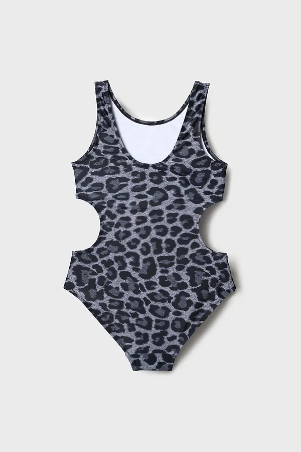 Купальник трикотажный для девочек PLAYTODAY, черный,серый - фото 2