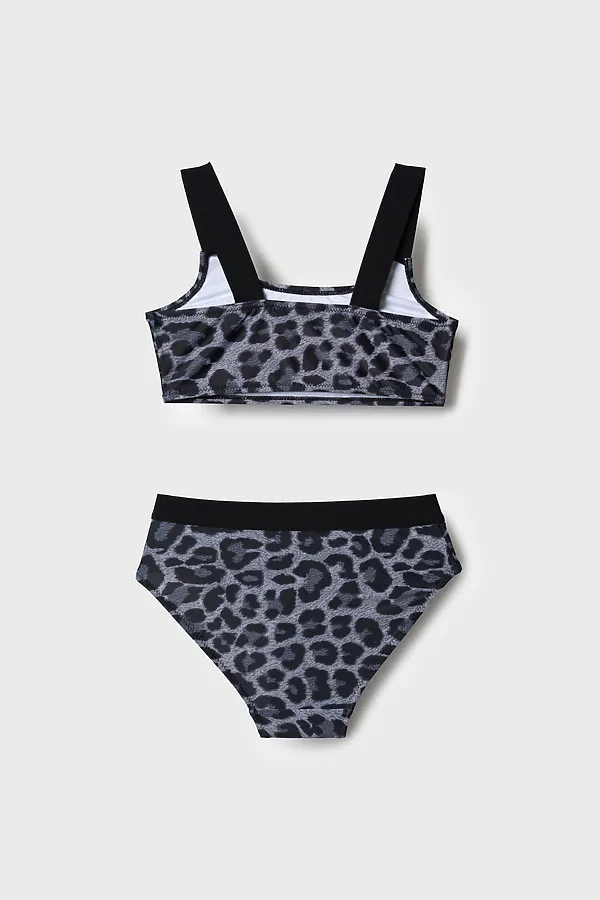 Купальный костюм трикотажный для девочек PLAYTODAY, черный,серый - фото 2