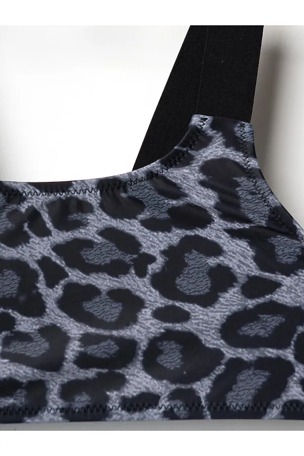 Купальный костюм трикотажный для девочек PLAYTODAY, черный,серый - фото 2