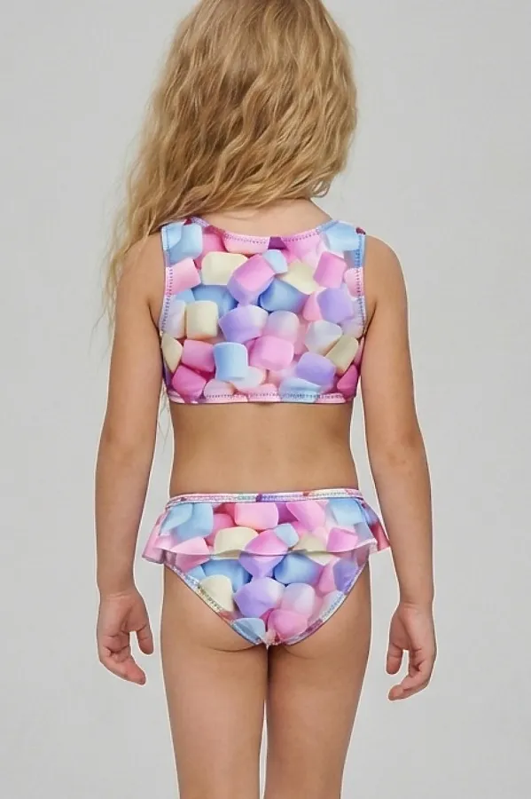 Купальный костюм трикотажный для девочек PLAYTODAY, разноцветный - фото 2