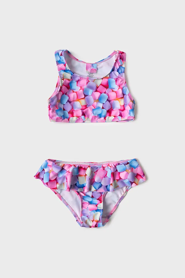 Купальный костюм трикотажный для девочек PLAYTODAY, разноцветный - фото 2