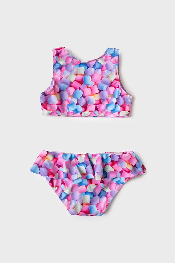 Купальный костюм трикотажный для девочек PLAYTODAY, разноцветный - фото 2
