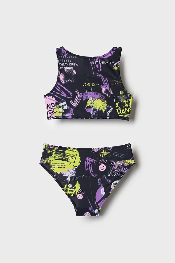 Купальный костюм трикотажный для девочек PLAYTODAY, разноцветный - фото 2