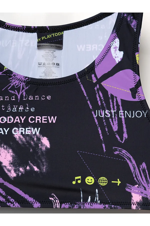 Купальный костюм трикотажный для девочек PLAYTODAY, разноцветный - фото 2