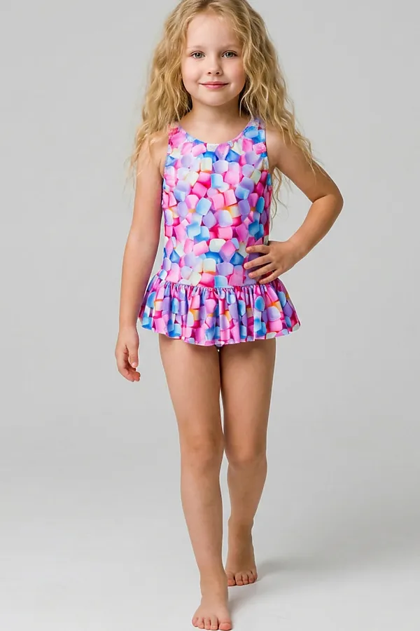 Купальник трикотажный для девочек PLAYTODAY, разноцветный - фото 2