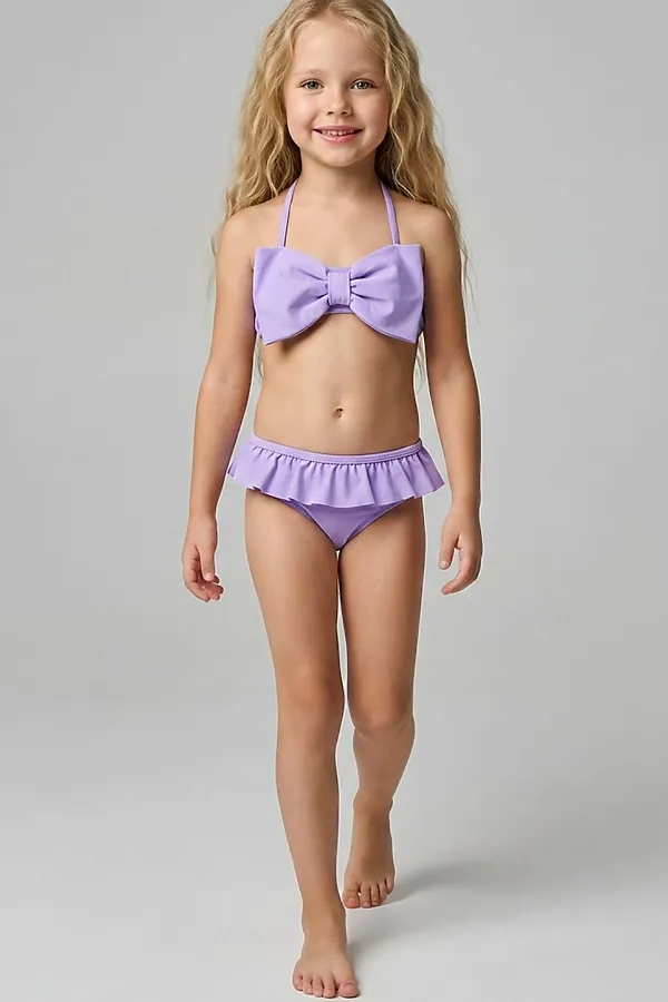 Купальный костюм трикотажный для девочек PLAYTODAY, фиолетовый - фото 2