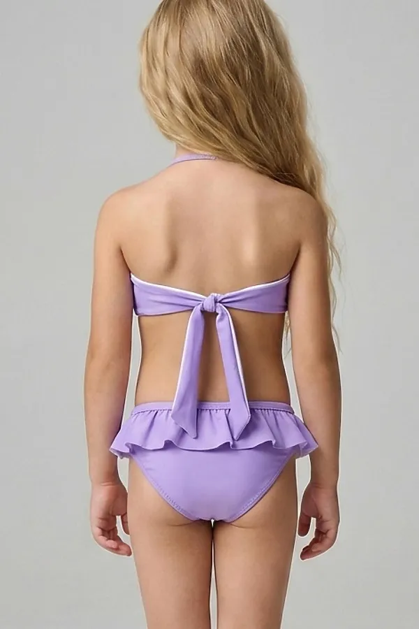 Купальный костюм трикотажный для девочек PLAYTODAY, фиолетовый - фото 2