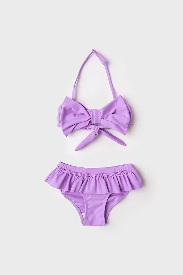 Купальный костюм трикотажный для девочек PLAYTODAY, фиолетовый - фото 2