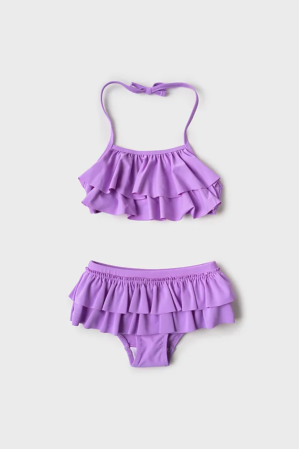 Купальный костюм трикотажный для девочек PLAYTODAY, фиолетовый - фото 2