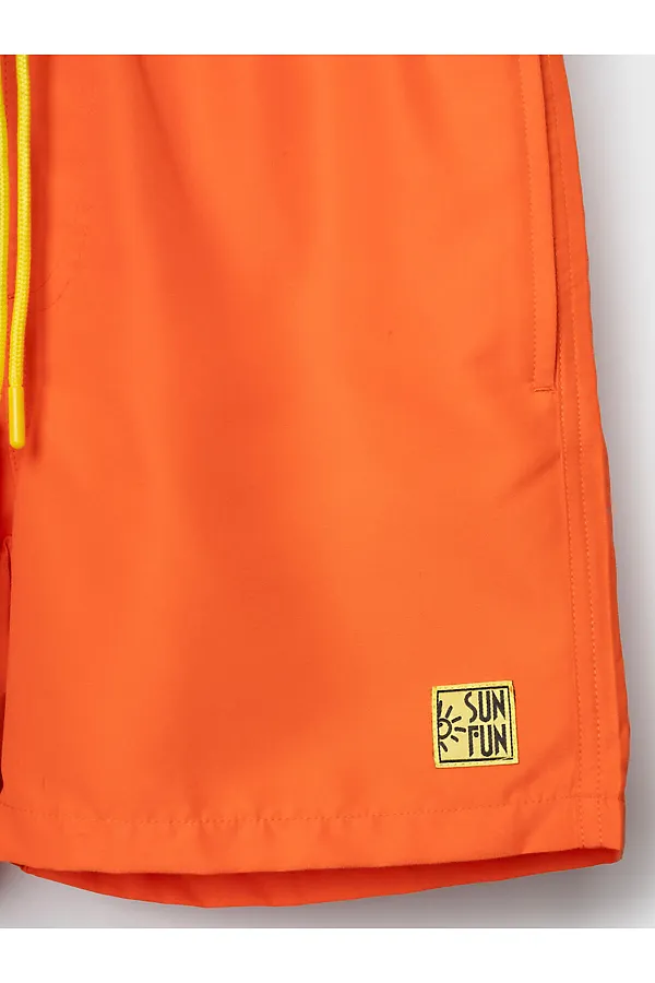 Шорты текстильные плавательные для мальчиков, средней длины PLAYTODAY, оранжевый - фото 2