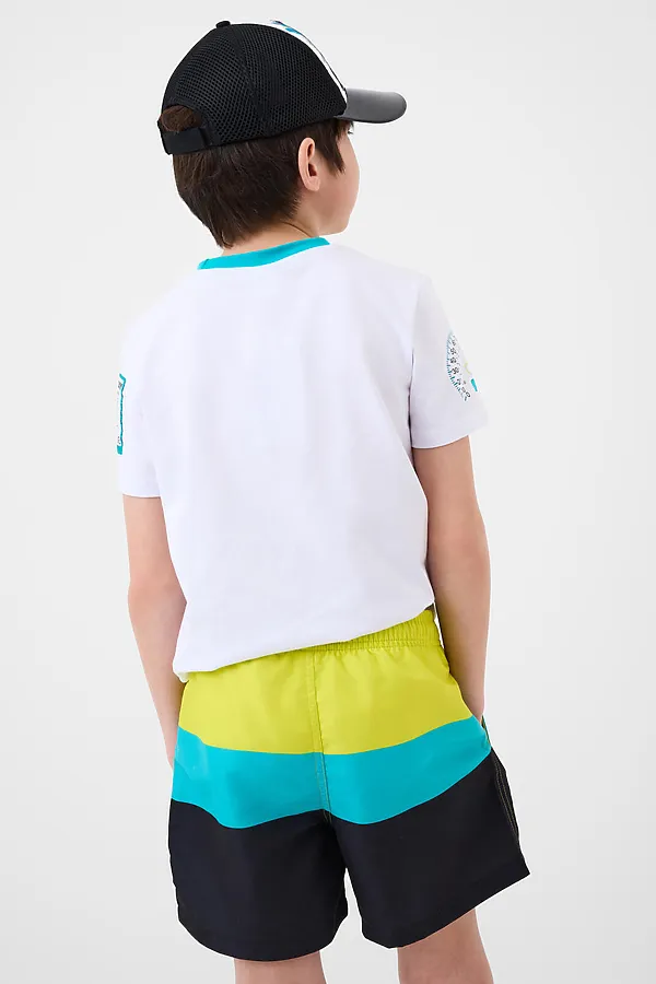 Шорты текстильные плавательные для мальчиков, средней длины PLAYTODAY, белый,светло-зеленый - фото 2