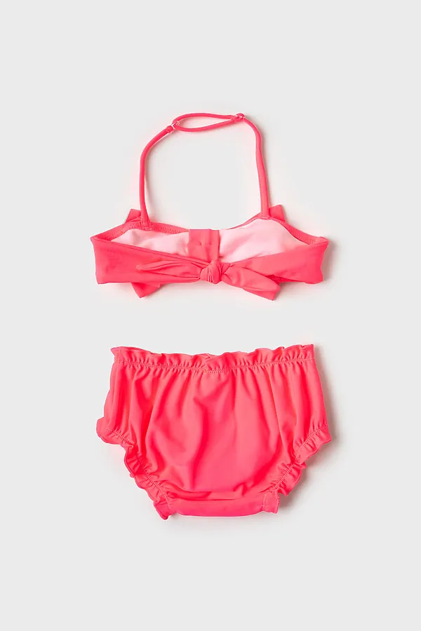 Купальный костюм детский трикотажный для девочек PLAYTODAY, розовый неоновый - фото 2