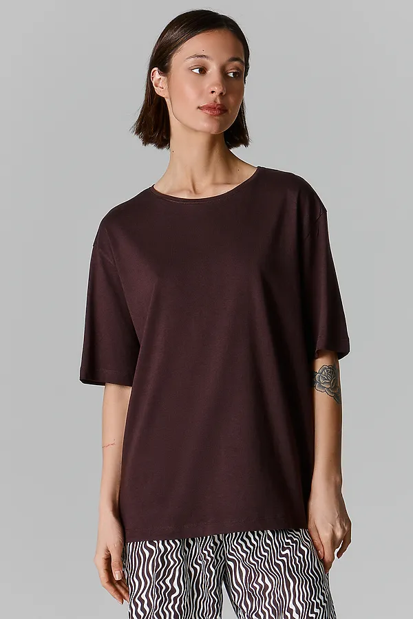 Комплект женский (футболка, бриджи) MARK FORMELLE, коричневый +коричневые волны - фото 2