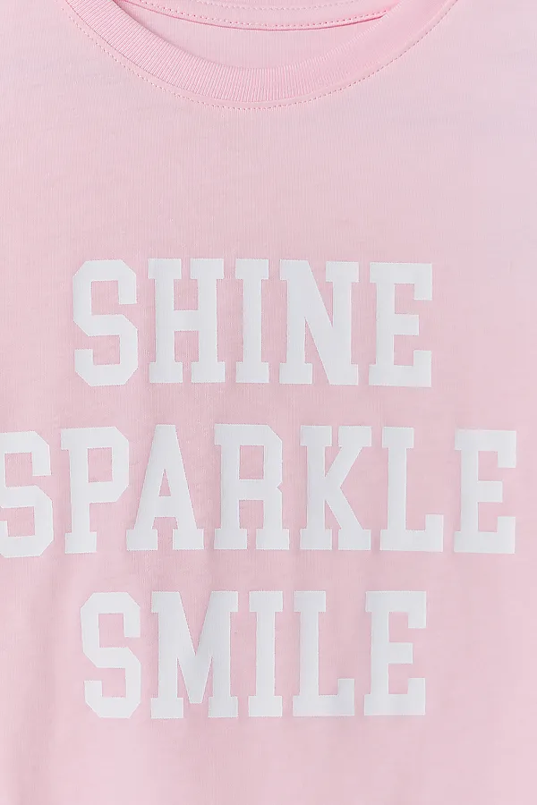 Комплект для девочек (джемпер, шорты) MARK FORMELLE, розовый +печать - фото 2