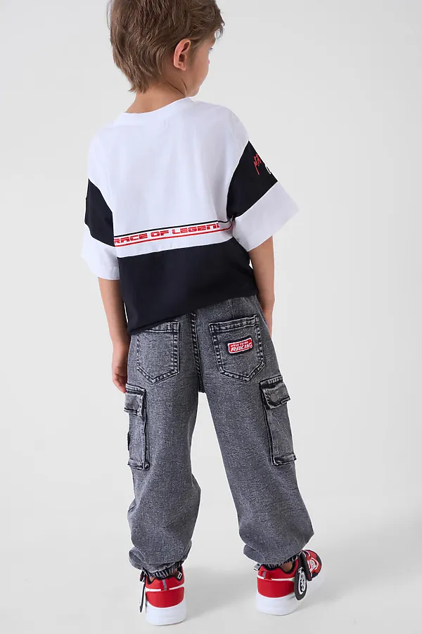 Брюки текстильные джинсовые для мальчиков PLAYTODAY, черный - фото 2