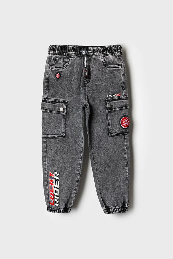 Брюки текстильные джинсовые для мальчиков PLAYTODAY, черный - фото 2