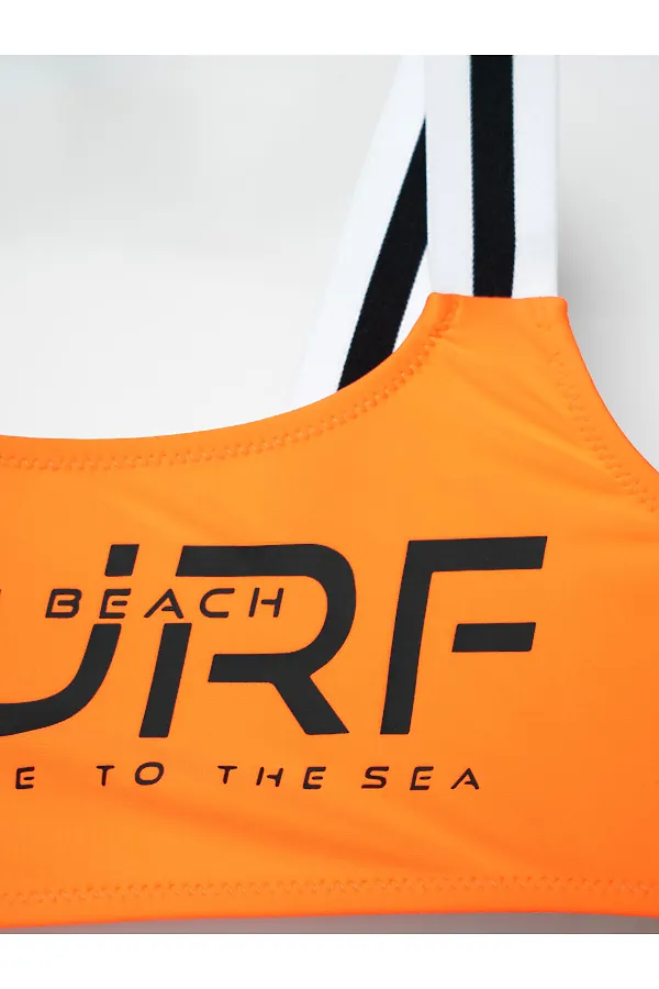 Купальный костюм трикотажный для девочек PLAYTODAY, коралловый неоновый - фото 2