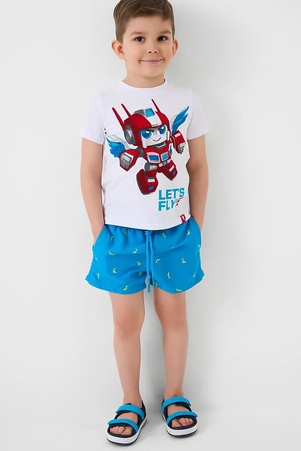 Шорты текстильные плавательные для мальчиков, средней длины PLAYTODAY, ярко-синий,светло-зеленый - фото 2