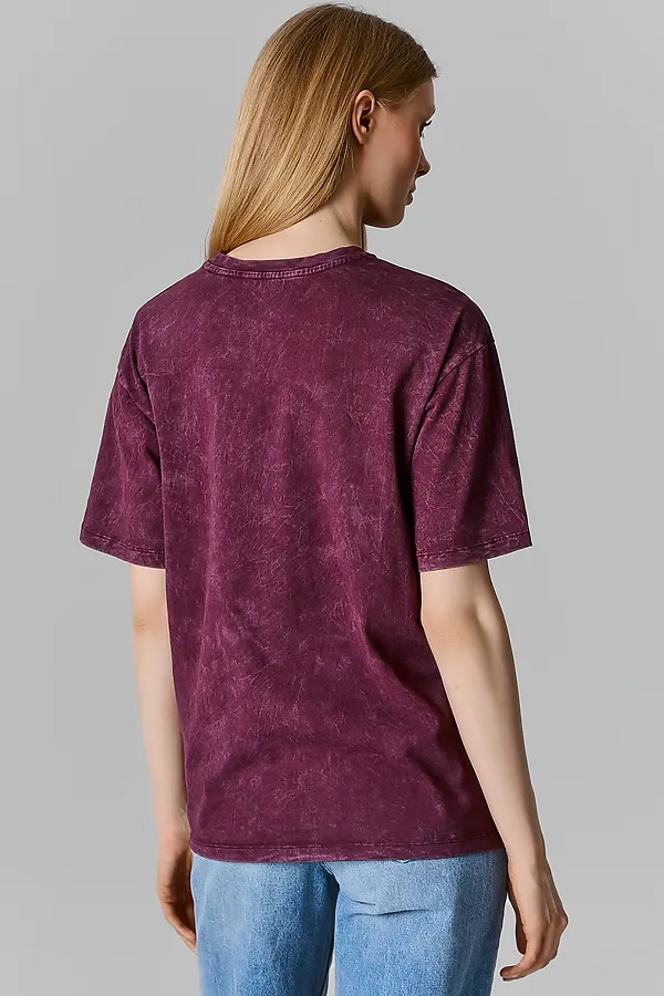 Футболка женская MARK FORMELLE, винный acid wash +печать - фото 2