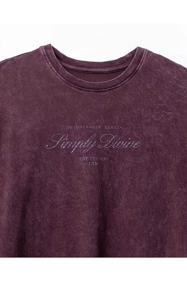 Футболка женская MARK FORMELLE, винный acid wash +печать - фото 2