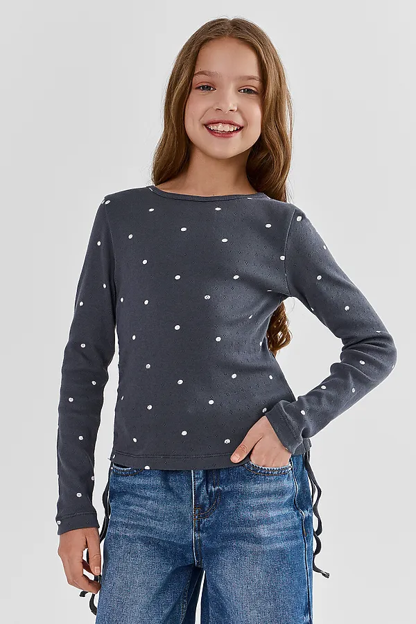 Джемпер для девочек MARK FORMELLE, горошек на графитовом - фото 2